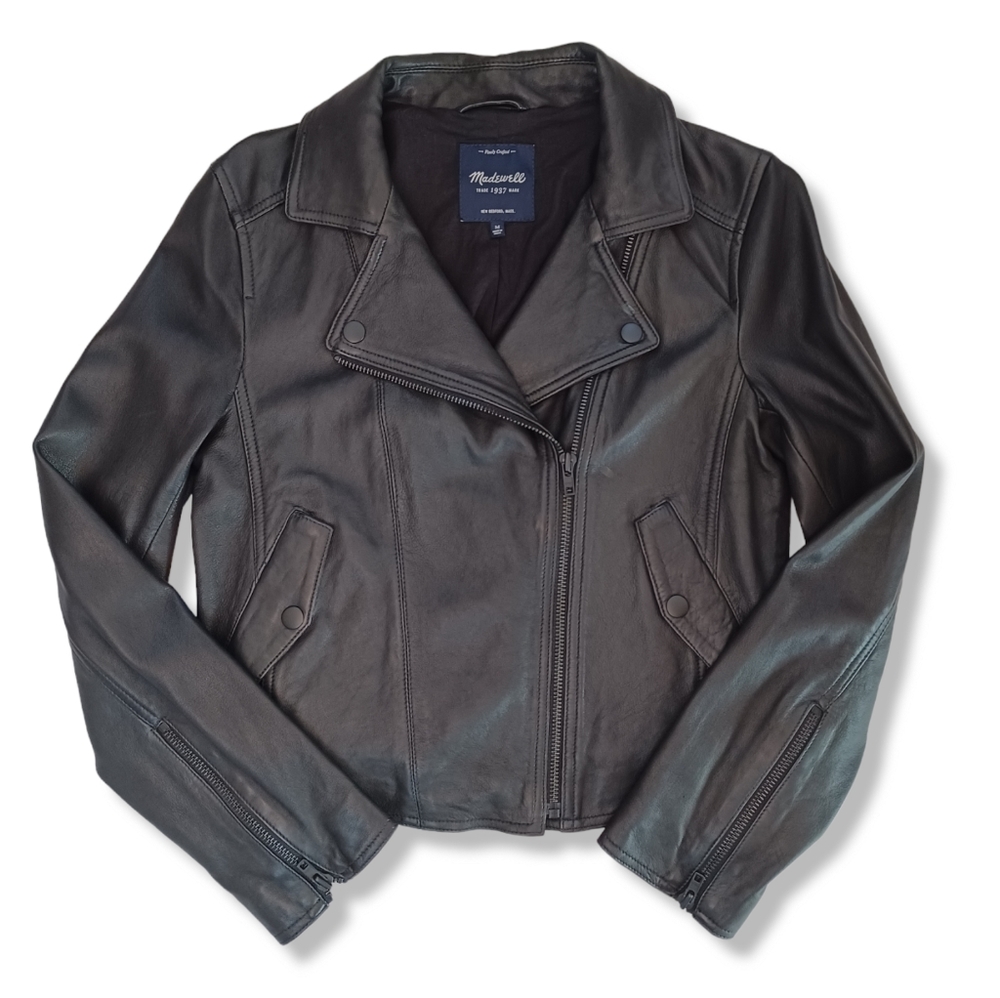 Madewell Leather Moto Jacket Motorcycle Biker Buttery Washed Soft Genuine Size M